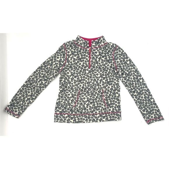 Danskin Now Gray Pullover Fleece Leopard Print Girl's Sweatshirt Size XL (14/16) - Picture 1 of 8
